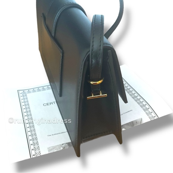 Authentic Jacquemus Long Le Bambino Leather Shoulder Bag In Black Gold Hardware - Picture 14 of 16